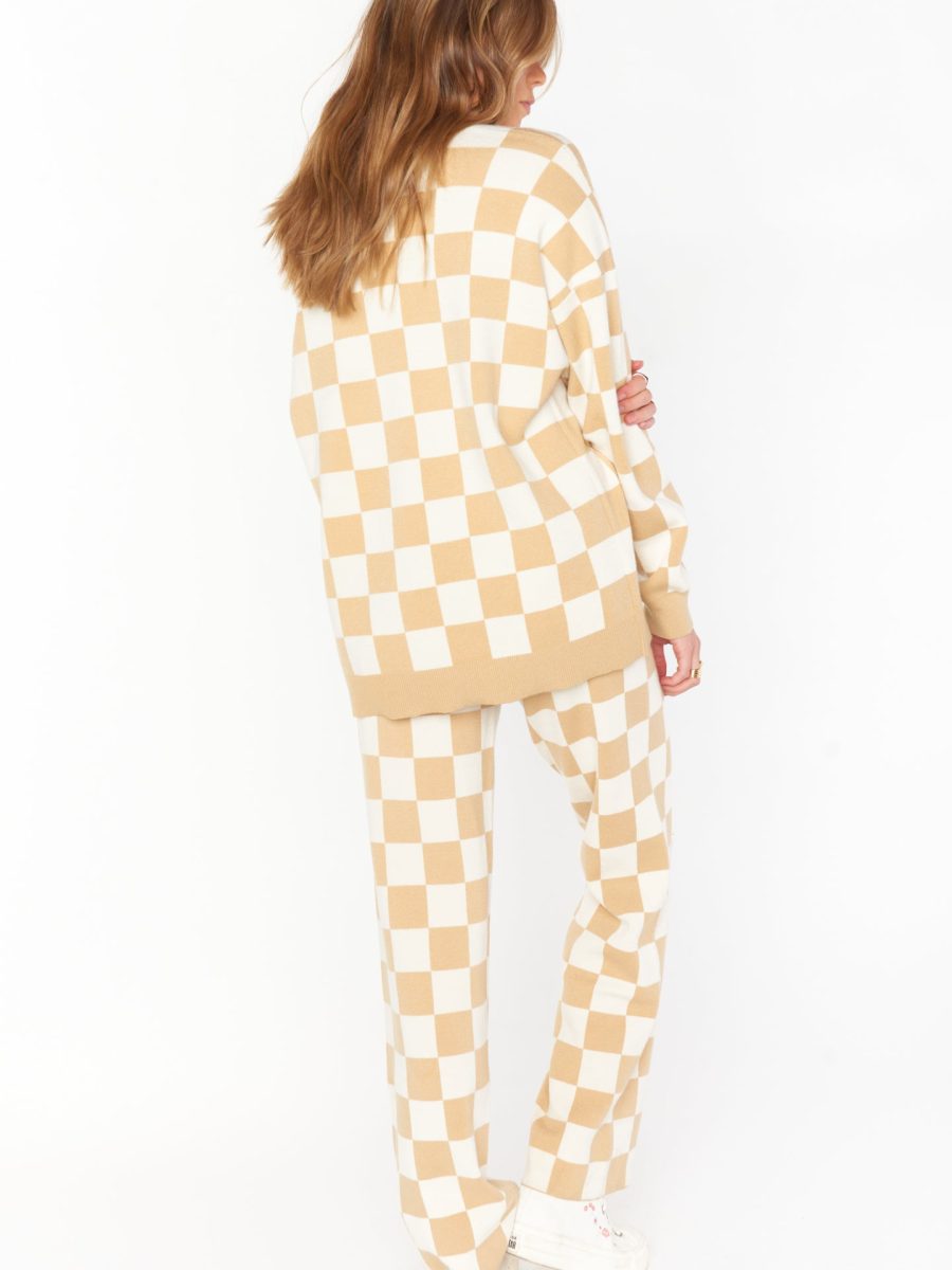 Zermatt Sweater Pant ~ Tan Checker Knit