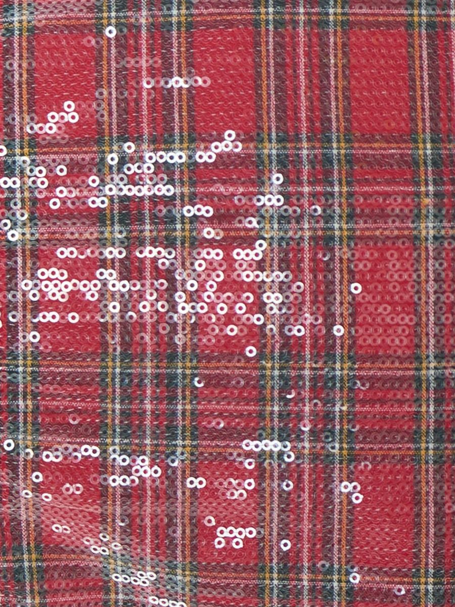 All Night Skort ~ Red Plaid Sequins
