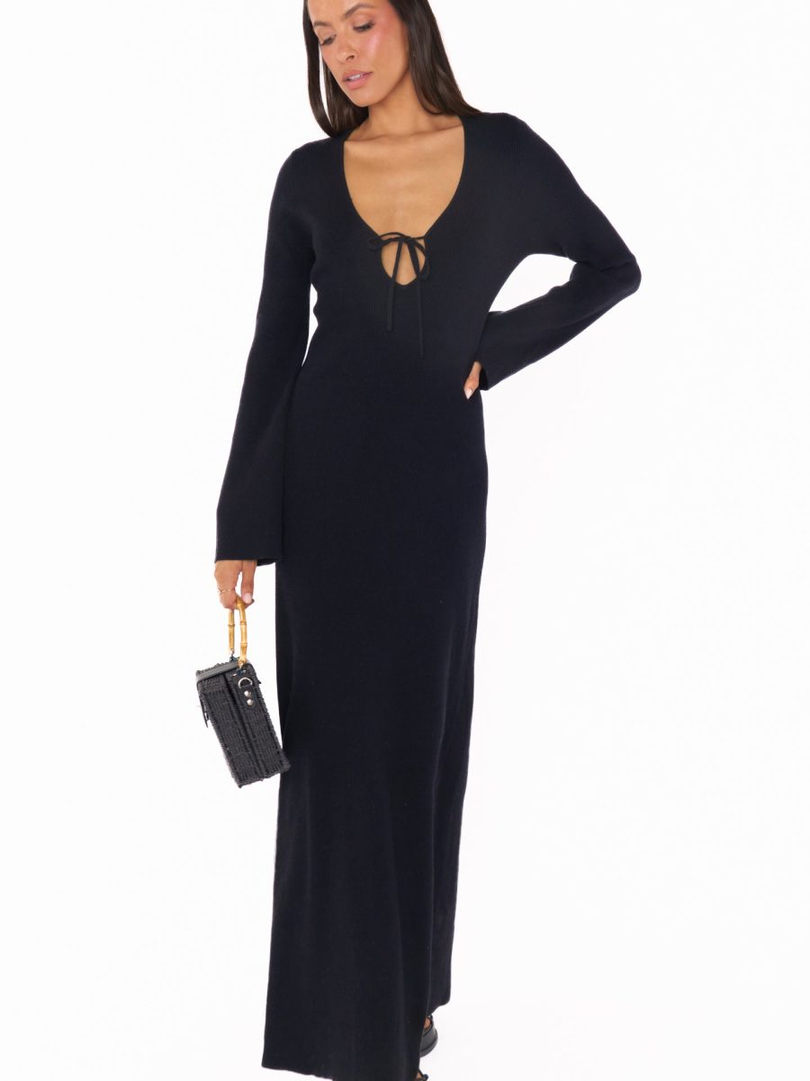 Vacay Maxi Dress ~ Black Rib Knit