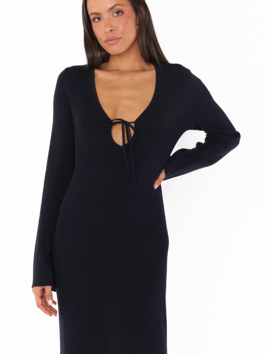 Vacay Maxi Dress ~ Black Rib Knit