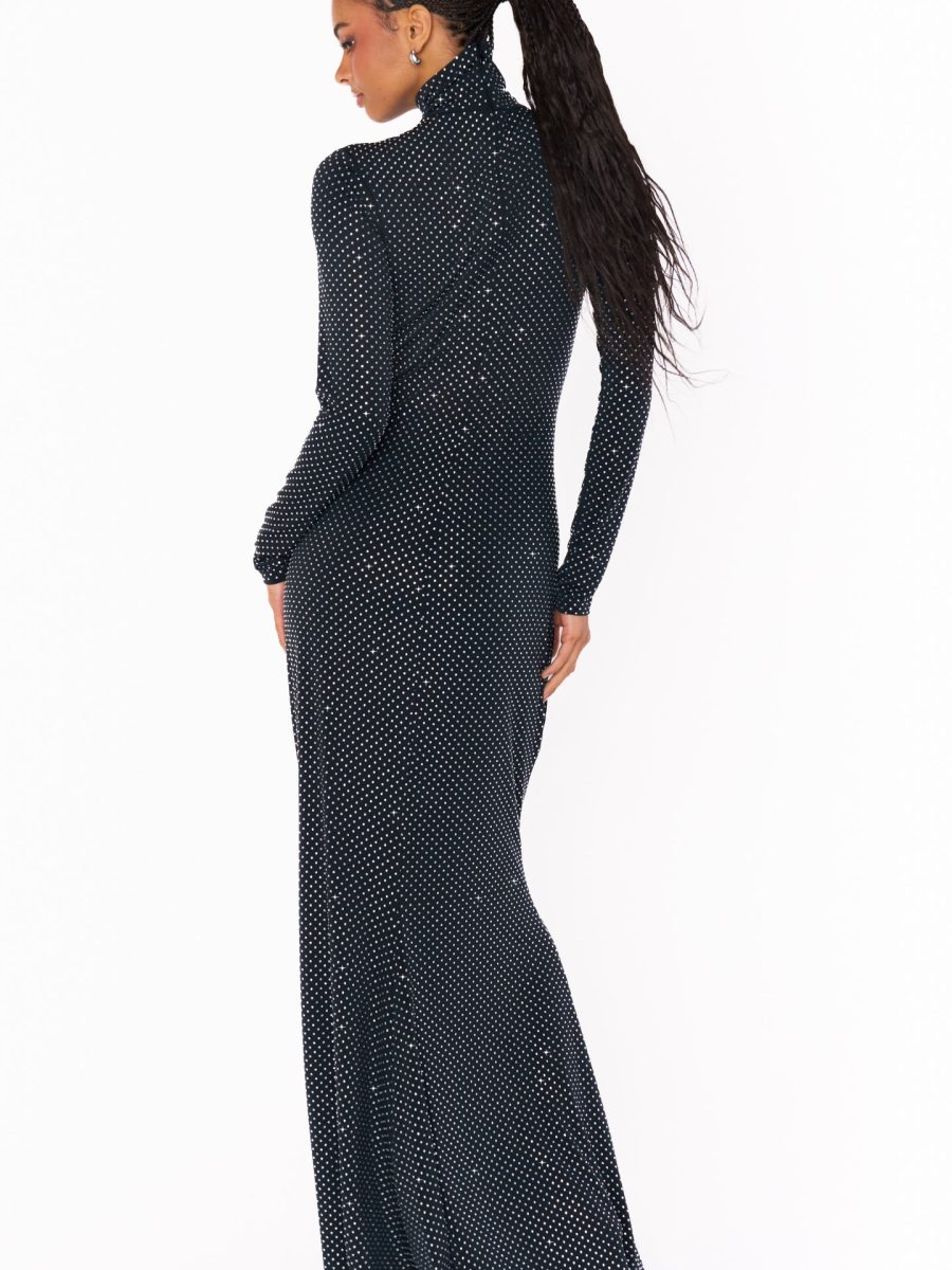 All Out Maxi Dress ~ Black Rhinestone Stretch