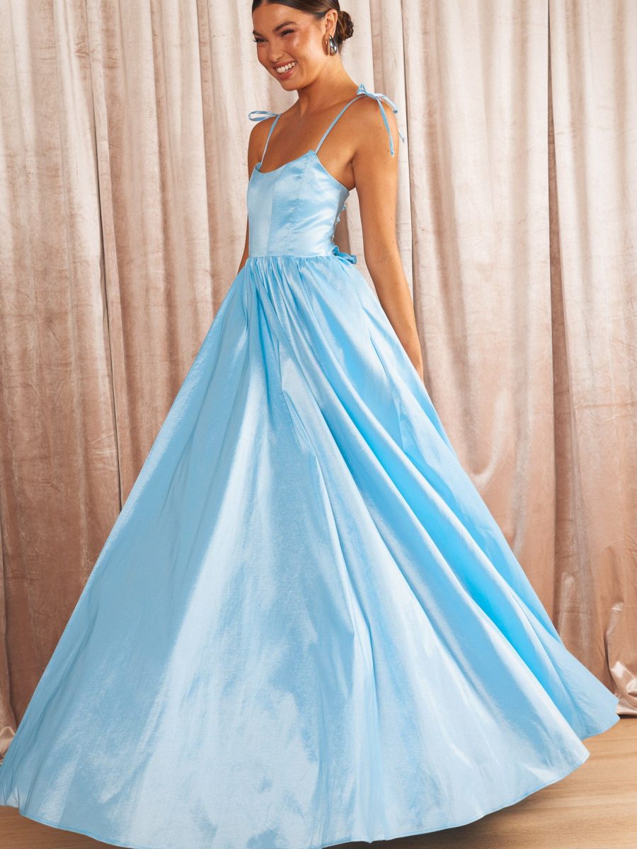 Juliet Maxi Dress ~ Light Blue Taffeta
