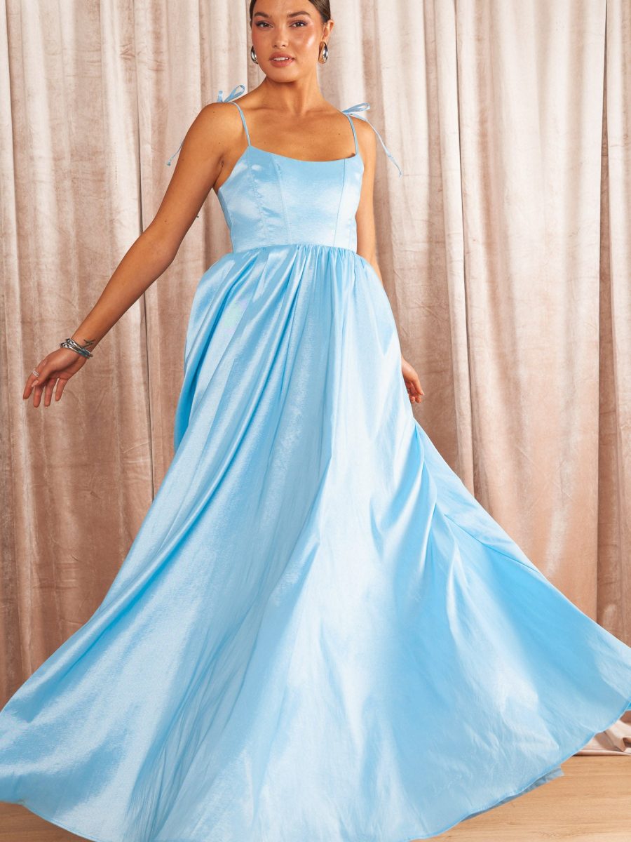 Juliet Maxi Dress ~ Light Blue Taffeta