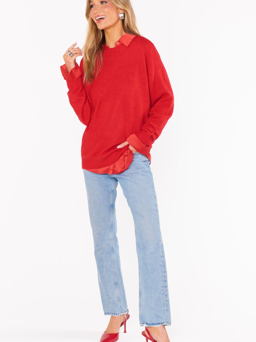 Feel Good Sweater ~ Red Knit