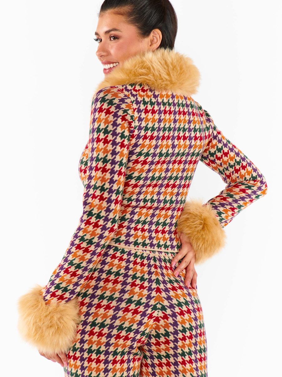 Zermatt Zip Up ~ Valley Houndstooth Faux Fur