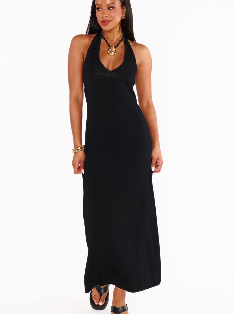 Kate Halter Dress ~ Black Knit