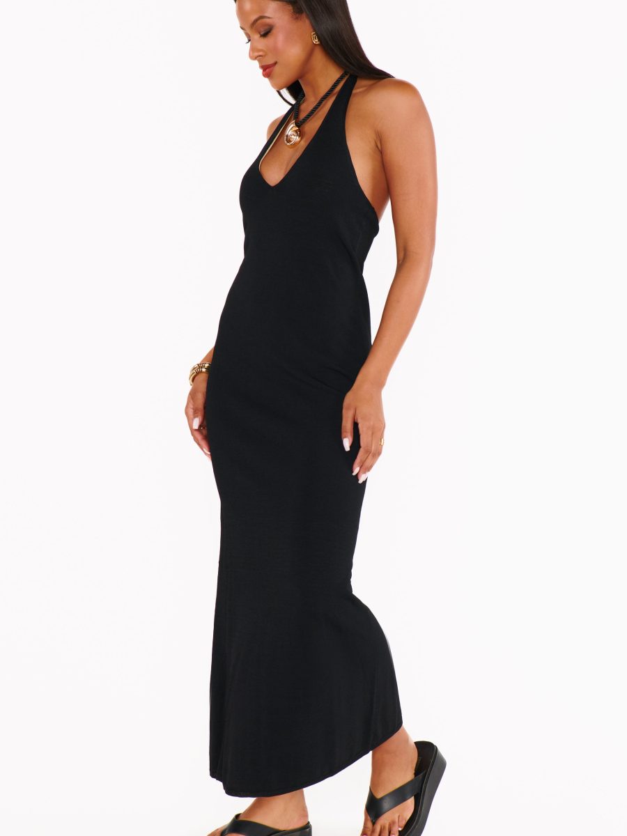 Kate Halter Dress ~ Black Knit
