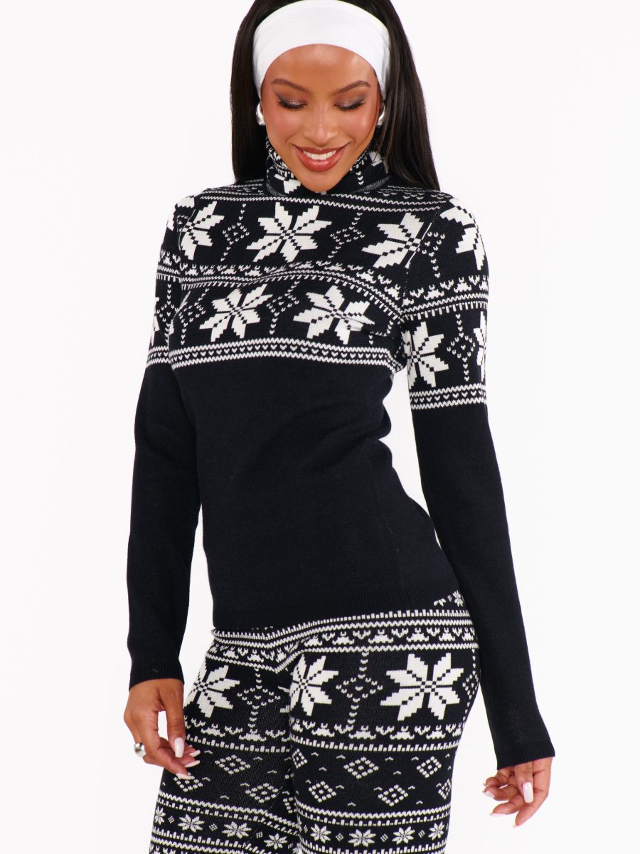 Ski Pullover ~ Black Fair Isle Knit