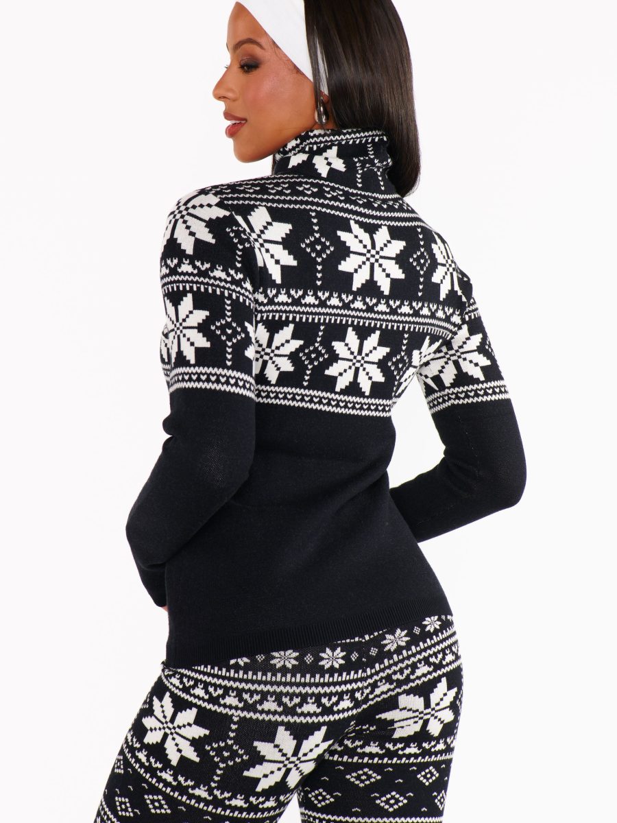 Ski Pullover ~ Black Fair Isle Knit