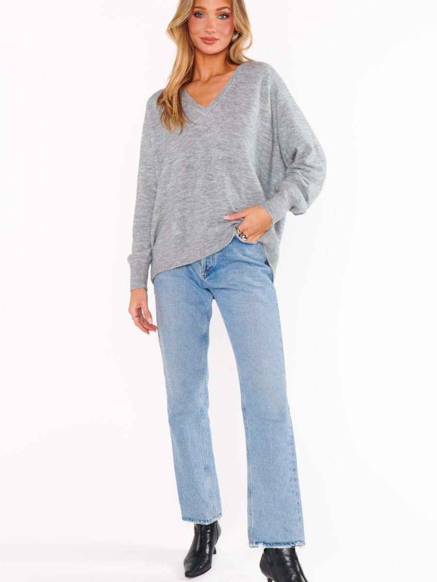 Anything Goes Sweater ~ Heather Grey Knit