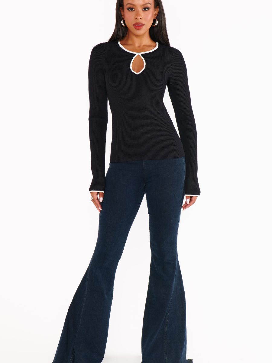 Tippi Top ~ Black Rib with White Trim