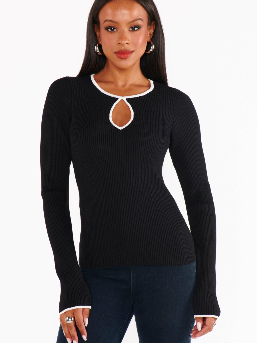 Tippi Top ~ Black Rib with White Trim