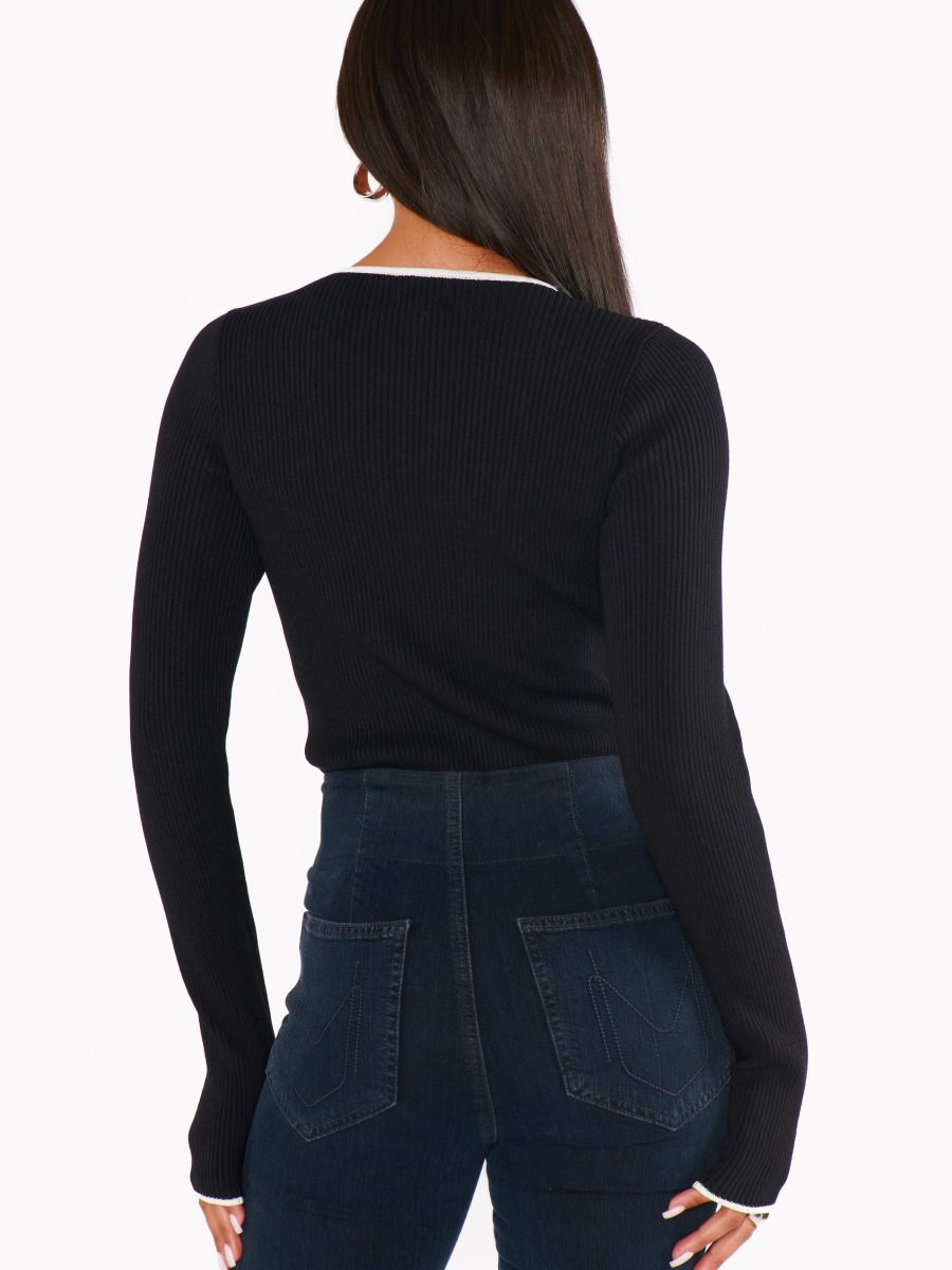 Tippi Top ~ Black Rib with White Trim