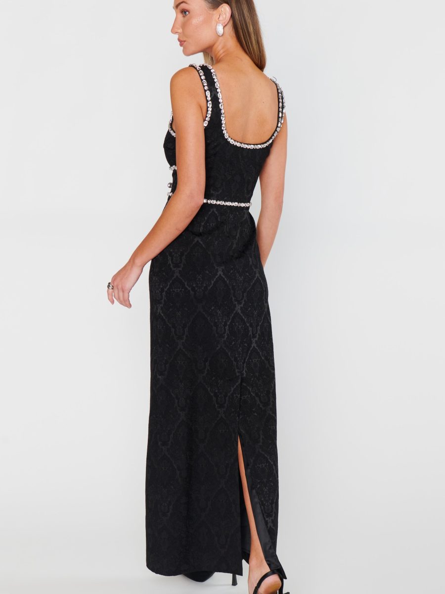 Gina Maxi Dress ~ Black Rhinestone Jacquard