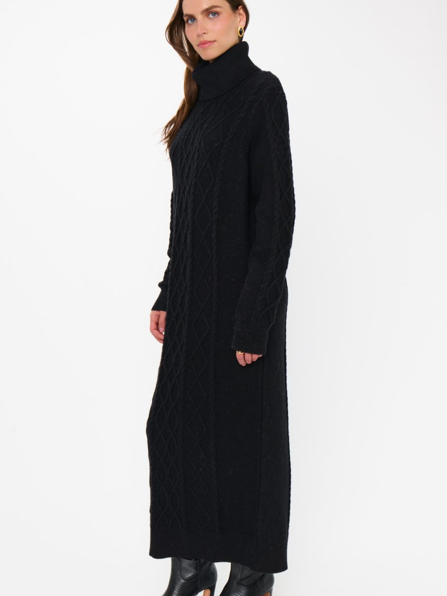 Montreal Midi Dress ~ Black Cable Knit