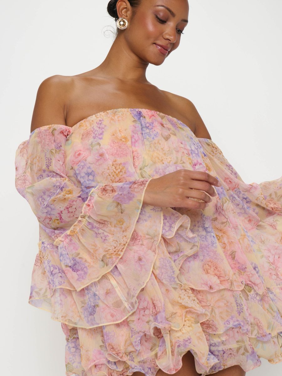 Fiona Mini Dress ~ Pale Yellow Blooms