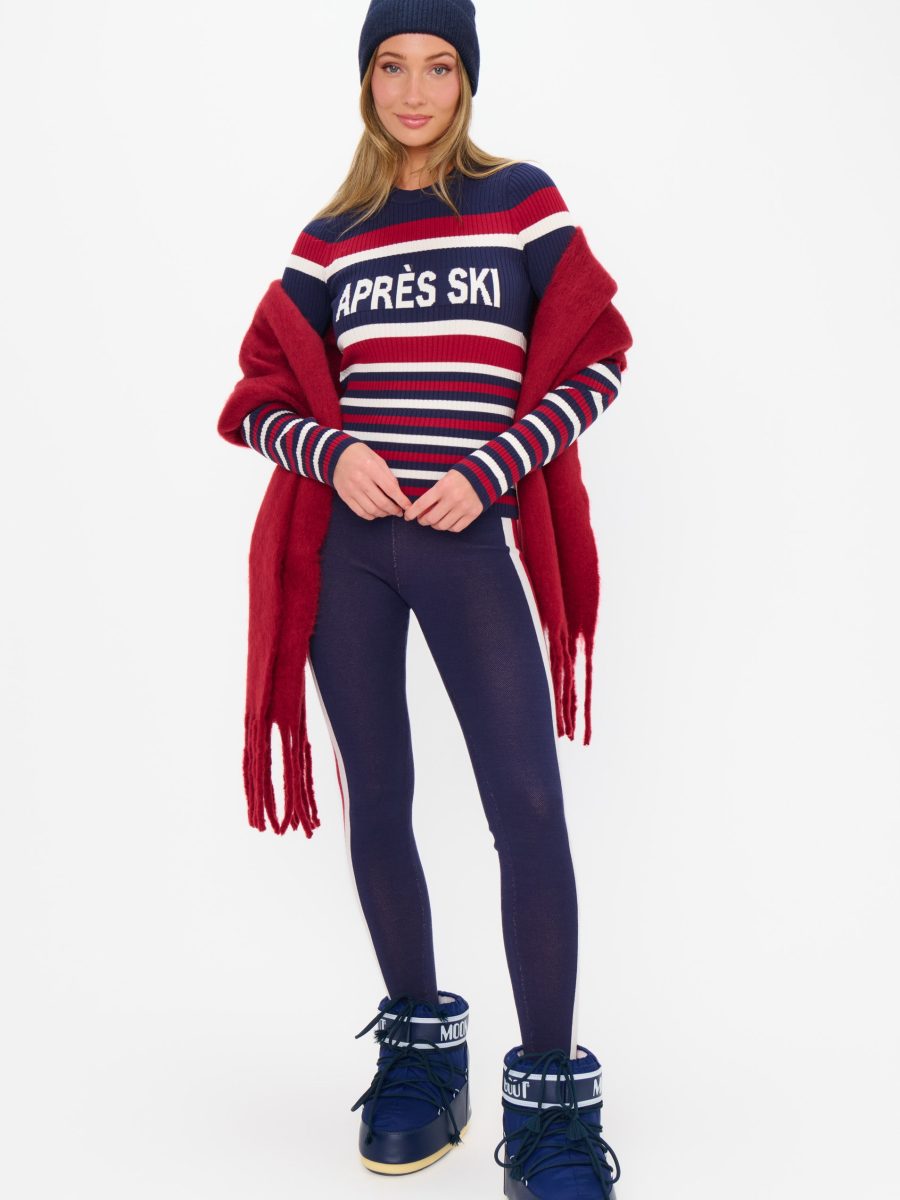 Cozy Leggings ~ Navy Race Stripe Knit