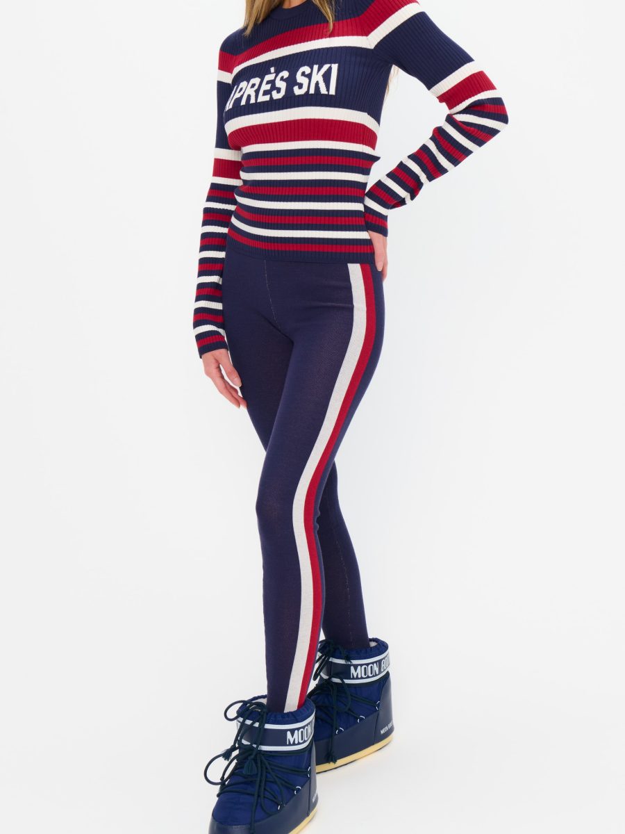 Cozy Leggings ~ Navy Race Stripe Knit