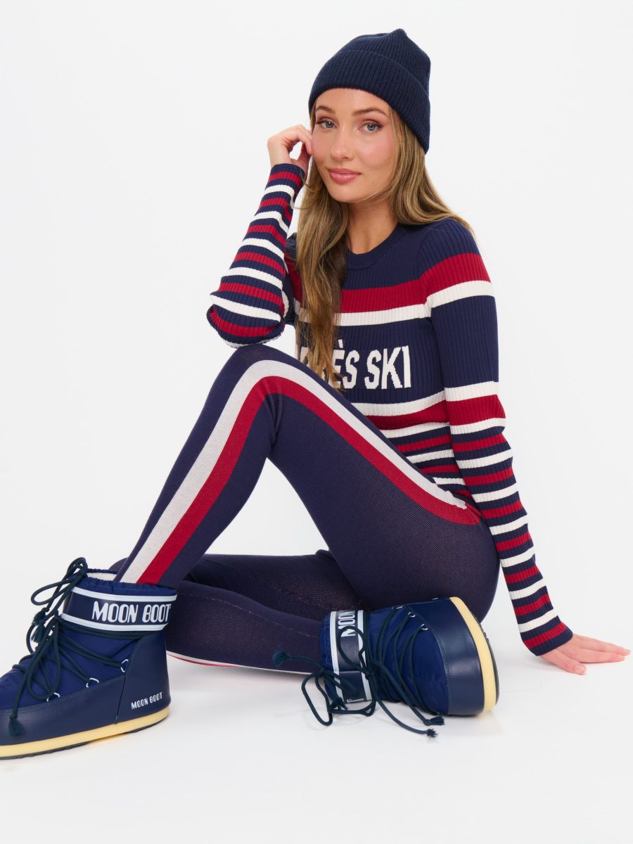 Cozy Leggings ~ Navy Race Stripe Knit