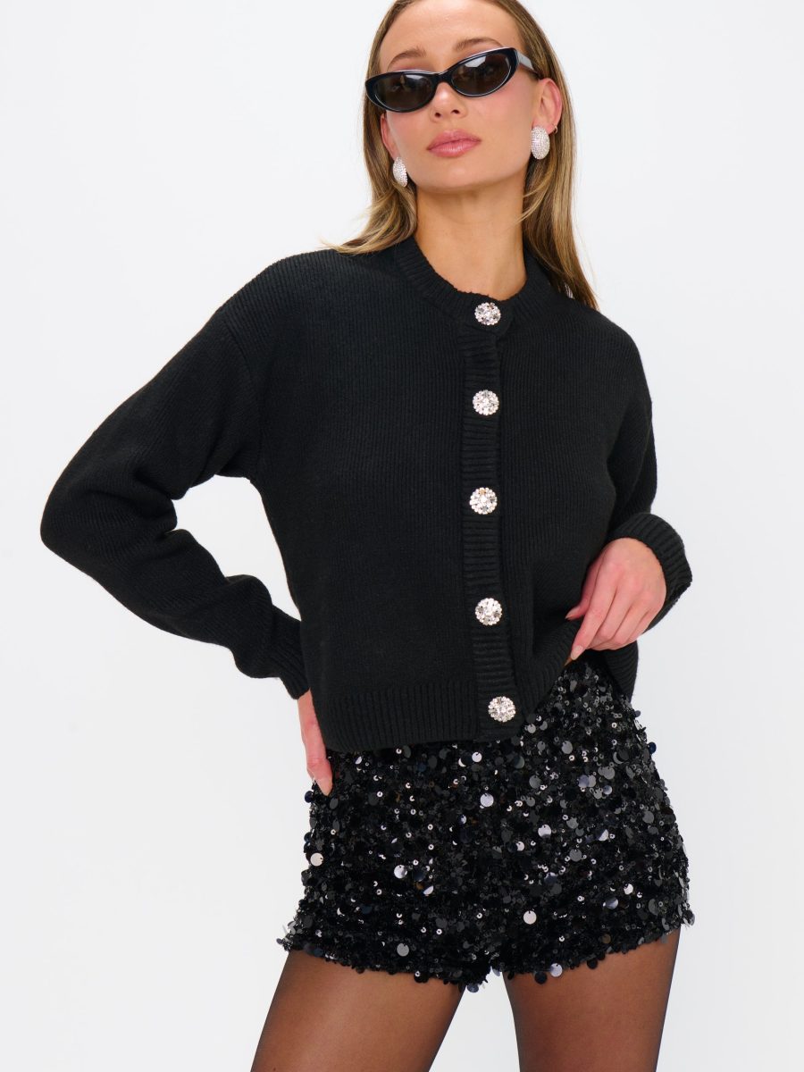 Ziggy Shorts ~ Black Metallic Sequins