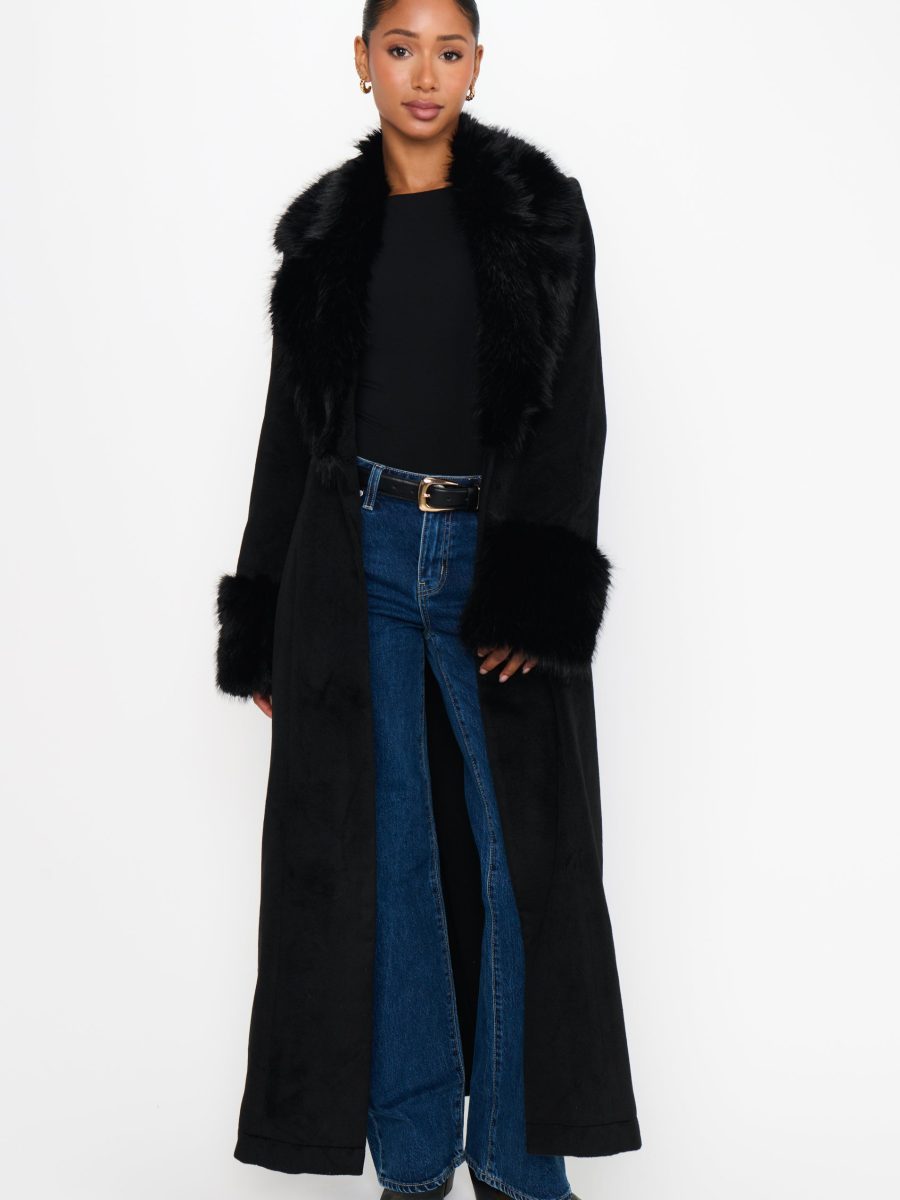 Checkroom Coat ~ Black with Faux Fur