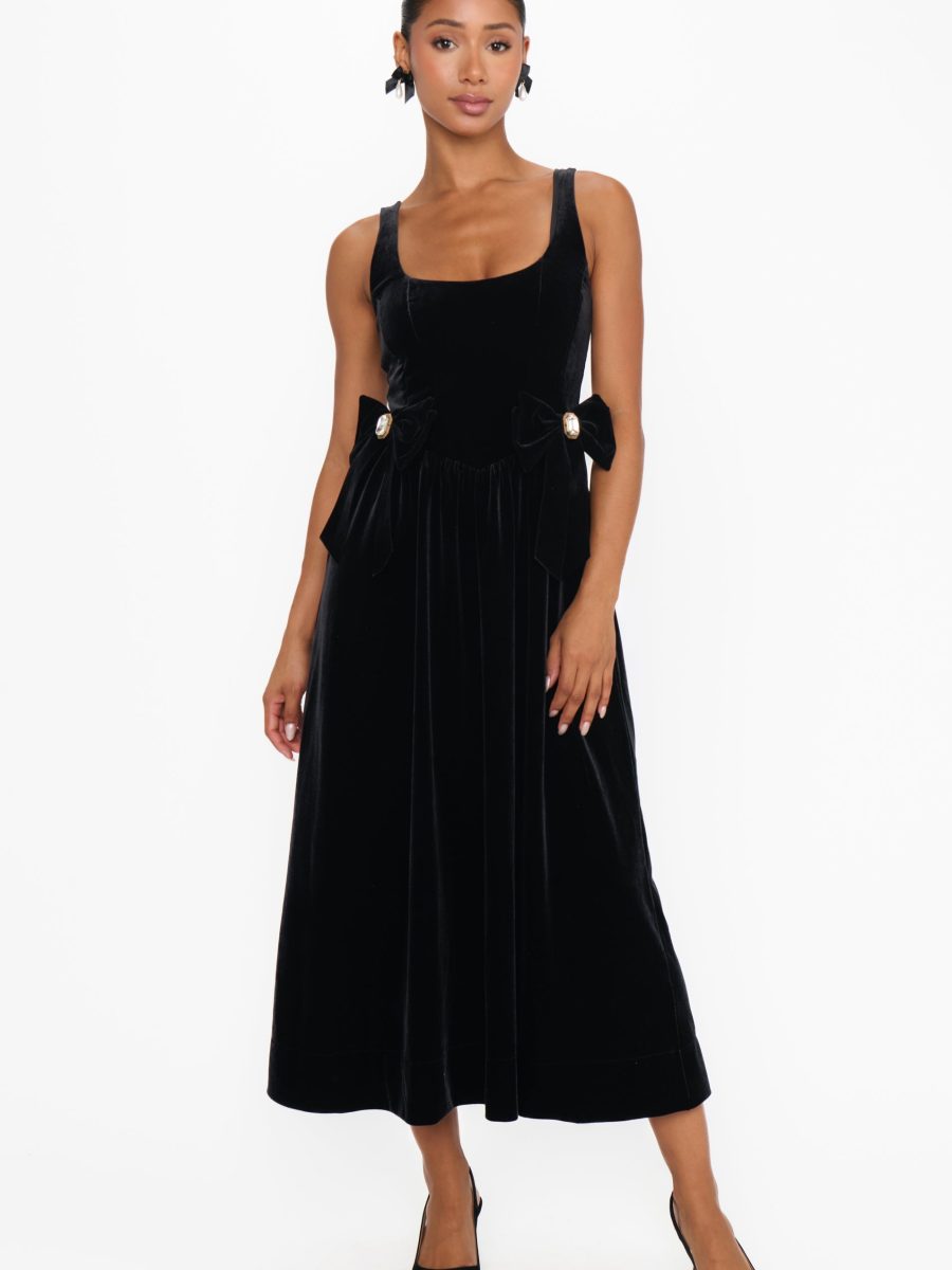 Ricci Midi Dress ~ Black Velvet