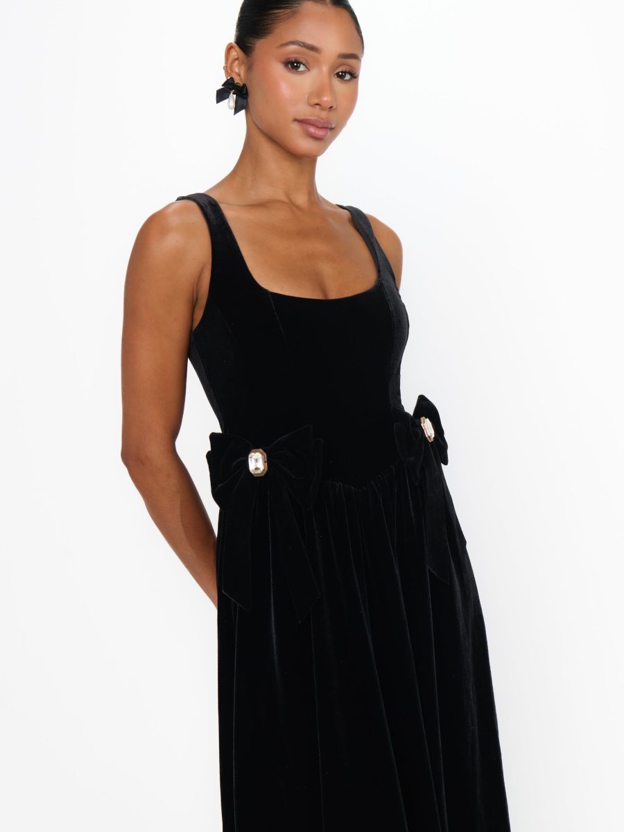Ricci Midi Dress ~ Black Velvet
