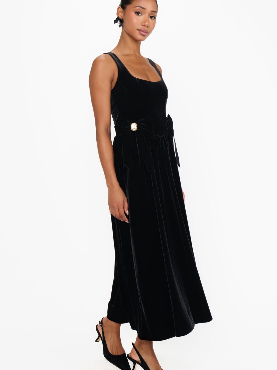 Ricci Midi Dress ~ Black Velvet