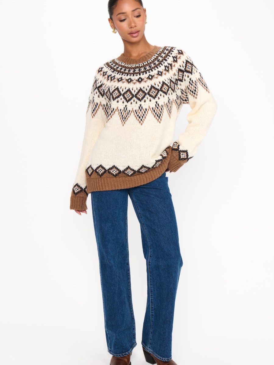 Toasty Sweater ~ Brown Sugar Fair Isle Knit