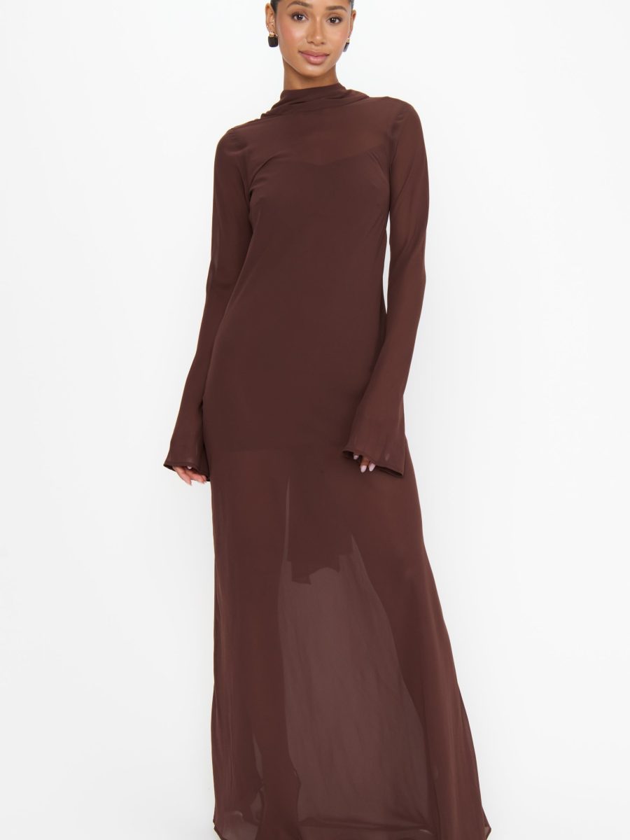 Brandi Maxi Dress ~ Chocolate Chiffon