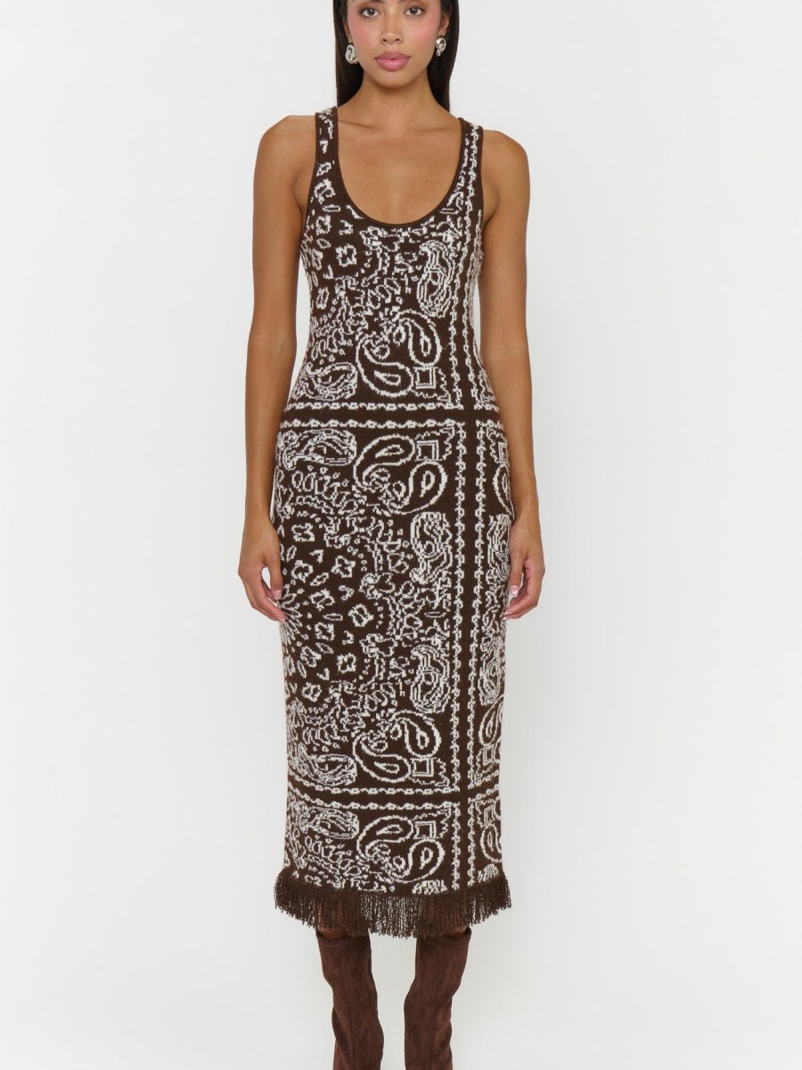 Maisie Sweater Dress ~ Brown Bandana Knit