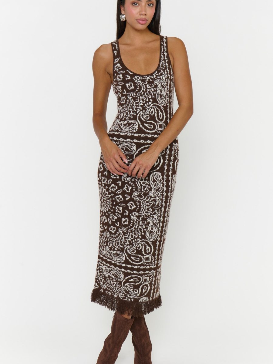 Maisie Sweater Dress ~ Brown Bandana Knit