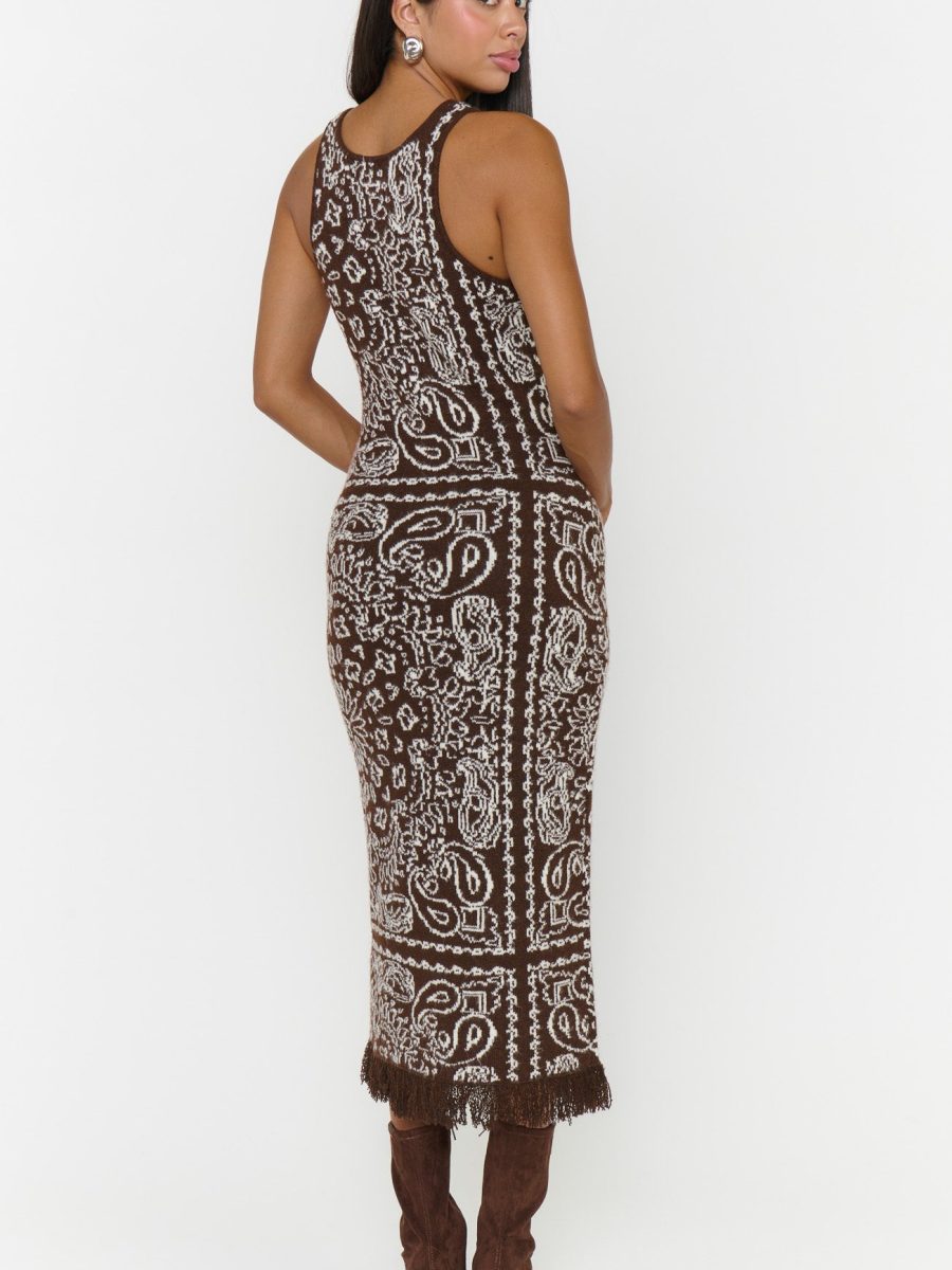 Maisie Sweater Dress ~ Brown Bandana Knit