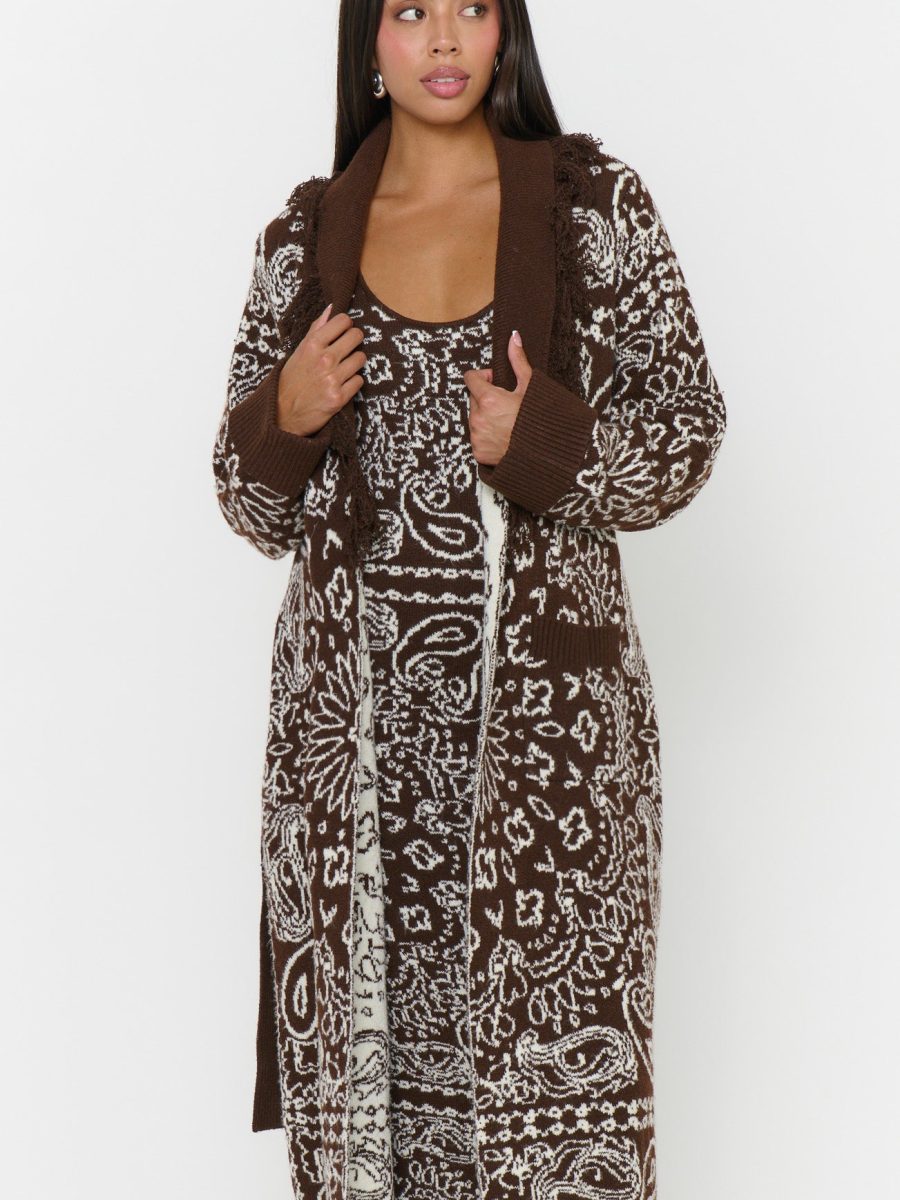 Maisie Sweater Dress ~ Brown Bandana Knit