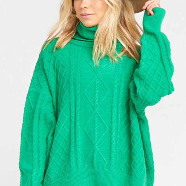 Green Fir Cable Knit