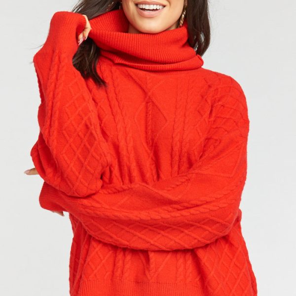 Red Holly Cable Knit