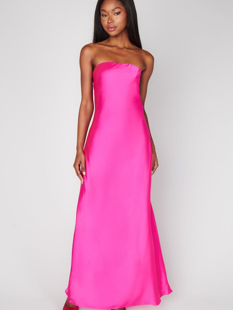 Taylor Tube Dress ~ Hot Pink Luxe Satin