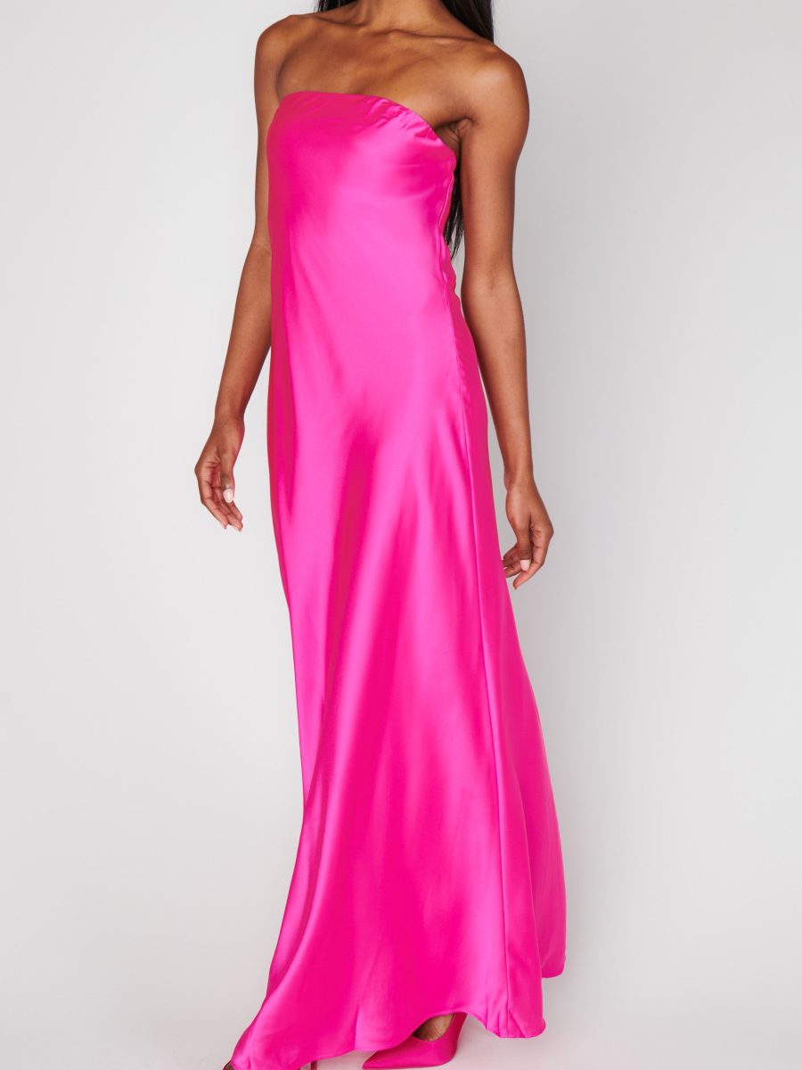 Taylor Tube Dress ~ Hot Pink Luxe Satin