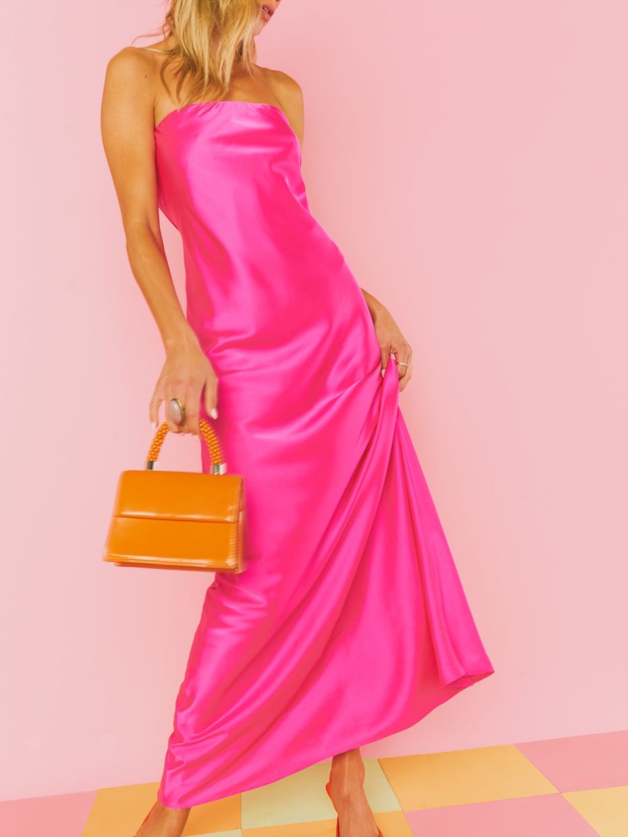 Taylor Tube Dress ~ Hot Pink Luxe Satin