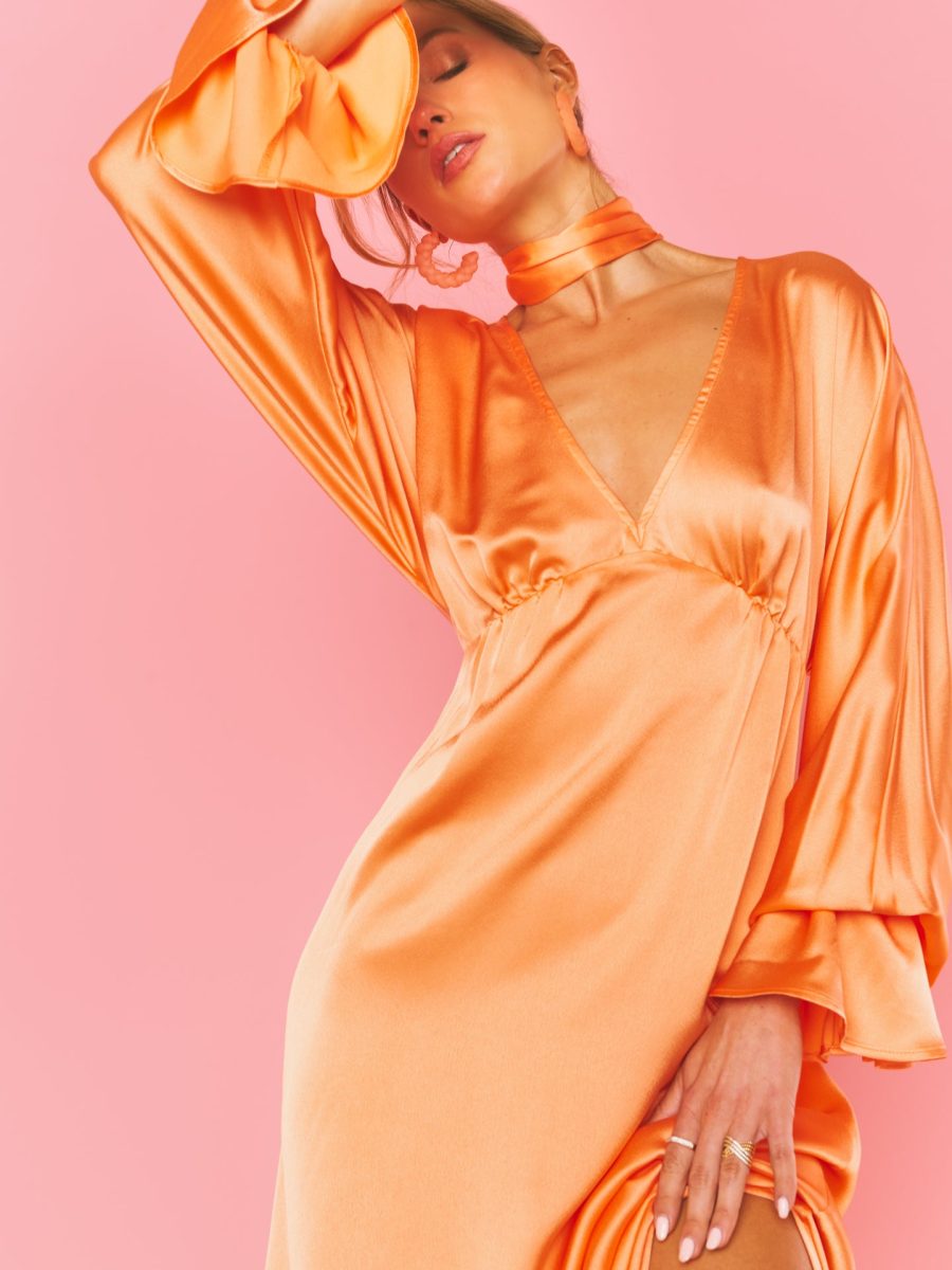 Thalia Maxi Dress ~ Cantaloupe Luxe Satin
