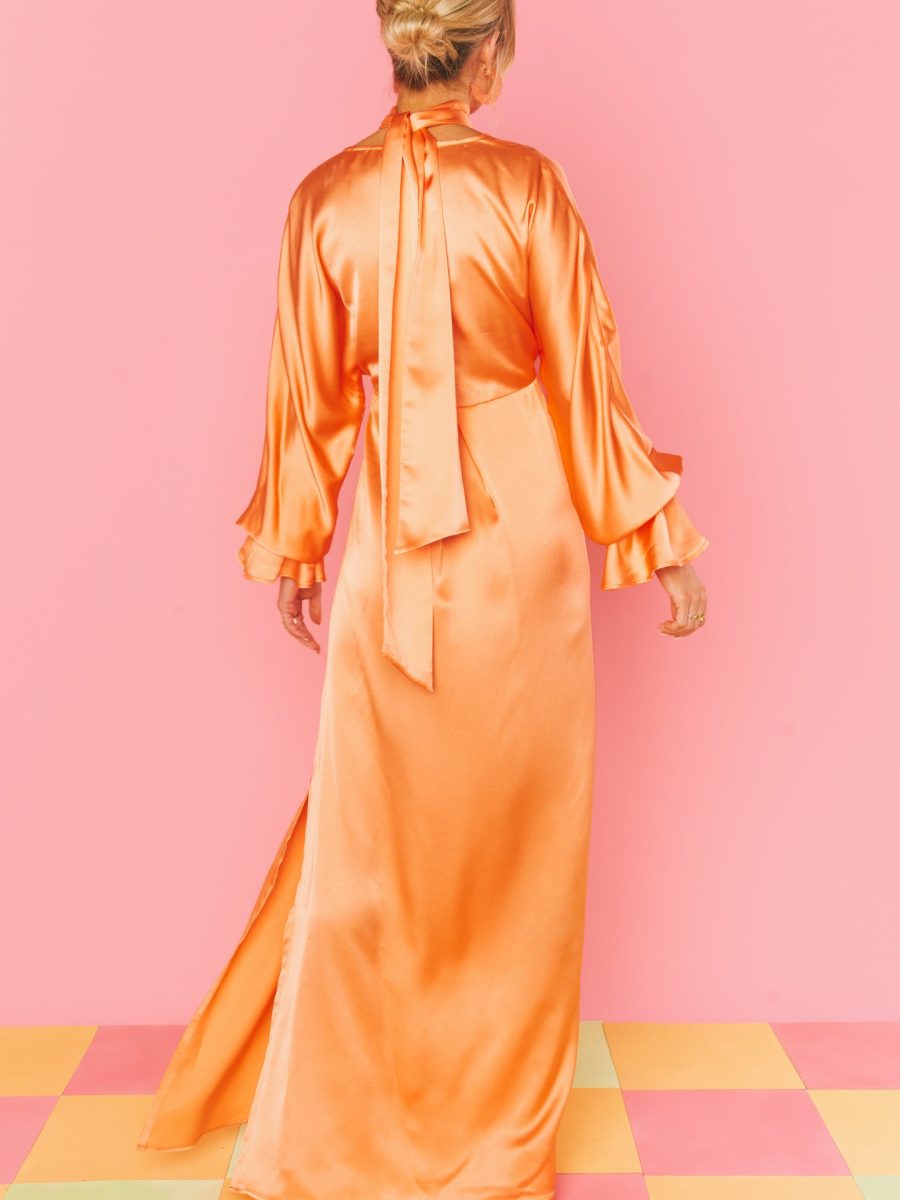 Thalia Maxi Dress ~ Cantaloupe Luxe Satin
