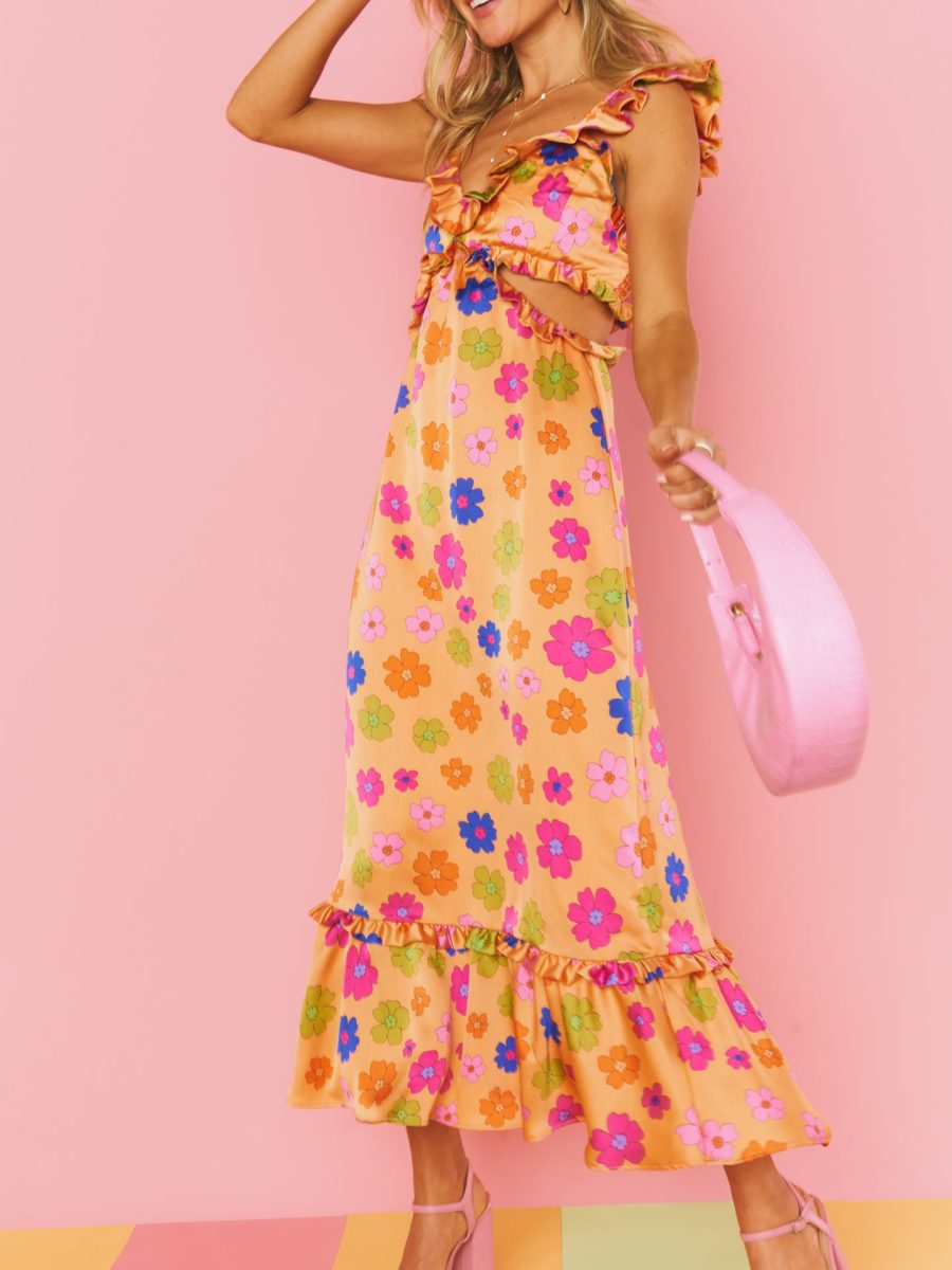 Lane Midi Dress ~ Poppin Poppy