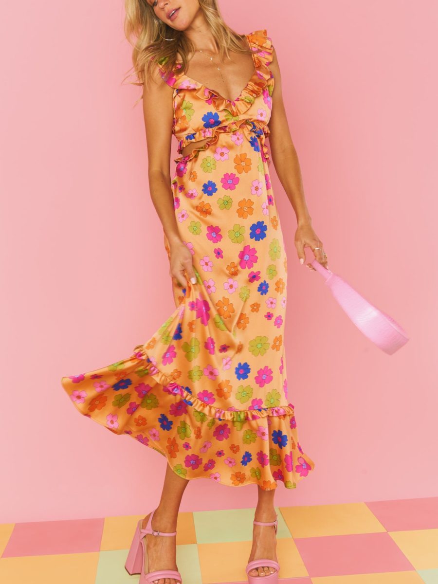 Lane Midi Dress ~ Poppin Poppy