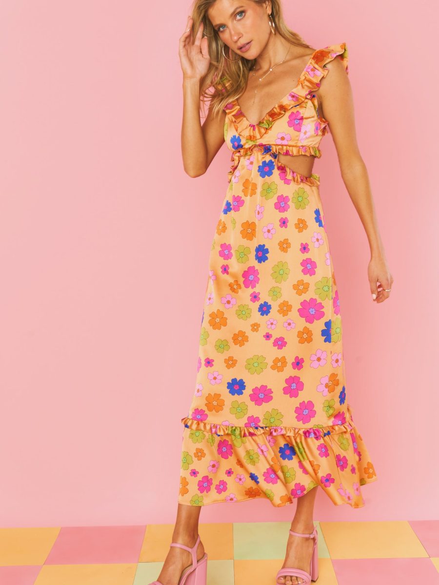 Lane Midi Dress ~ Poppin Poppy