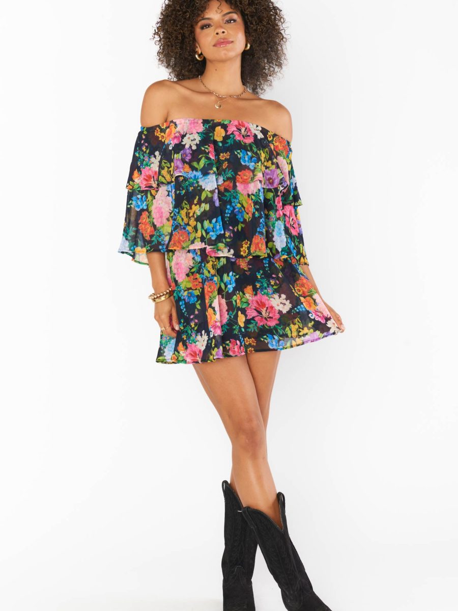Triple Decker Romper ~ Midnight Botanical Floral