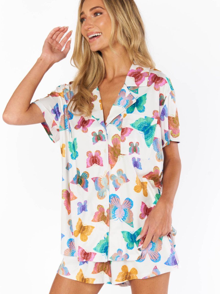 Sunday Morning PJ Set ~ Rainbow Butterflies Knit