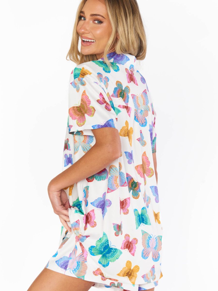 Sunday Morning PJ Set ~ Rainbow Butterflies Knit