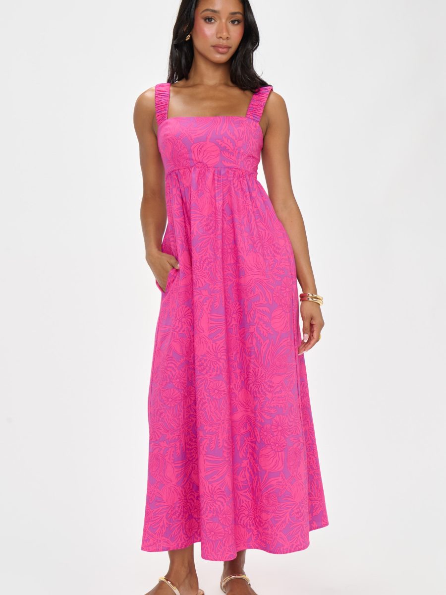 Fling Midi Dress ~ Pink Shells Poplin