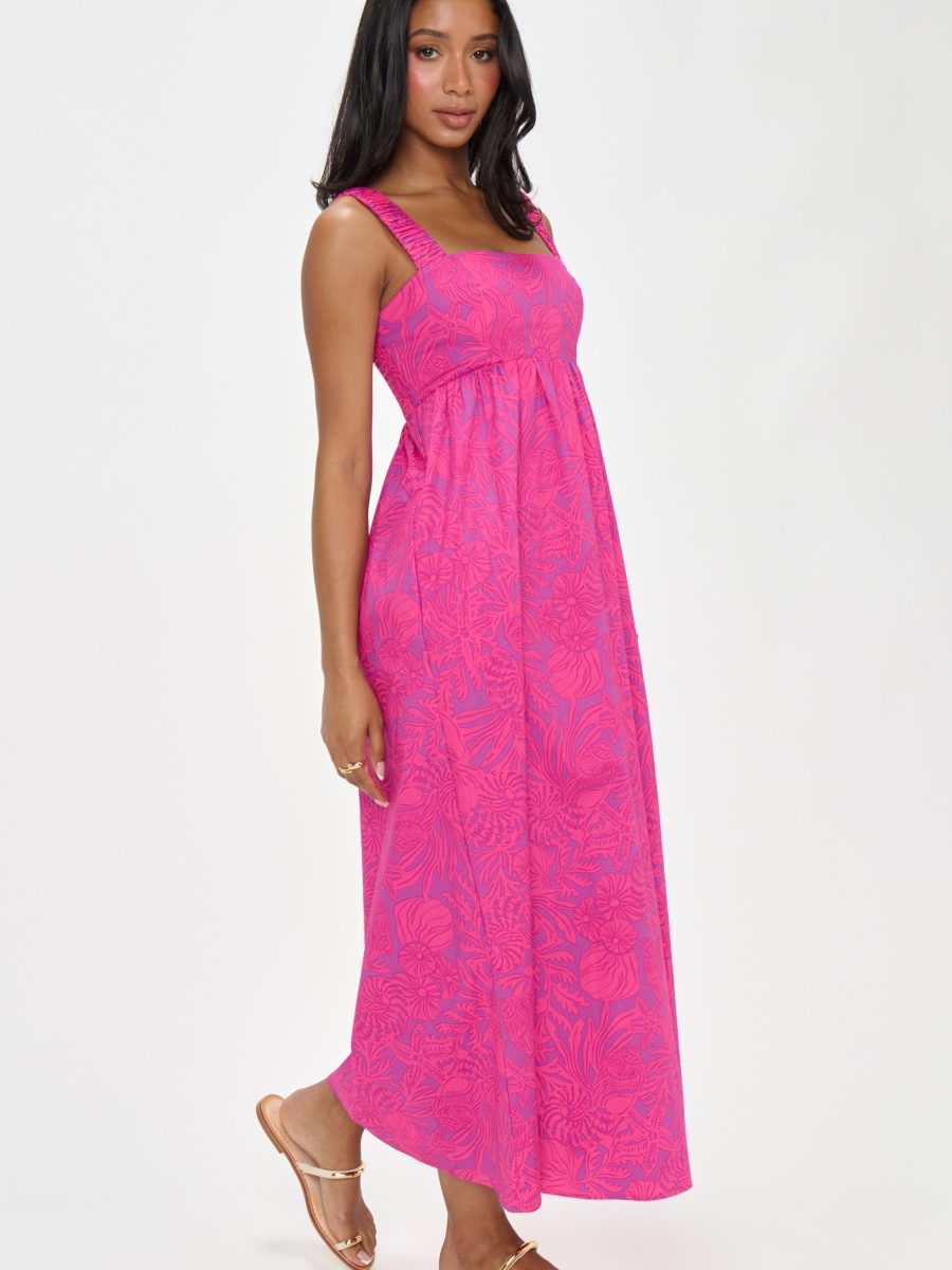 Fling Midi Dress ~ Pink Shells Poplin