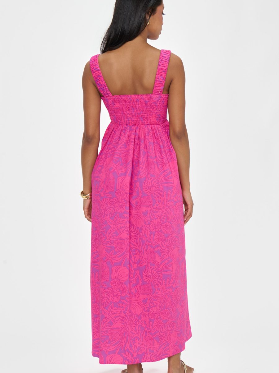 Fling Midi Dress ~ Pink Shells Poplin